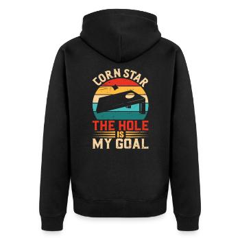 Cornhole Player Team Bean Bags Toss Game Apparel - Unisex Premium Bio Zip Hoodie - Schwarz - Hinten - Nico (187cm)