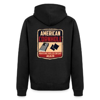 4th of July Corn Hole American Independence - Unisex Premium Organic Zip Hoodie - black - Back - Nico (187cm)