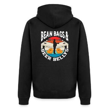Outfit "cornhole Player Beer Drinking Bean Bags" - Unisex Premium Organic Zip Hoodie - black - Back - Nico (187cm)