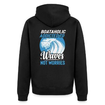 Kapitänsbekleidung Für Bootsbesitzer Und - Unisex Premium Bio Zip Hoodie - Schwarz - Hinten - Nico (187cm)