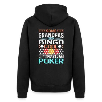 Grand-père Jeux de cartes Joueurs de poker Tenue de casino - Veste à capuche bio Premium Unisexe - noir - Dos - Nico (187cm)