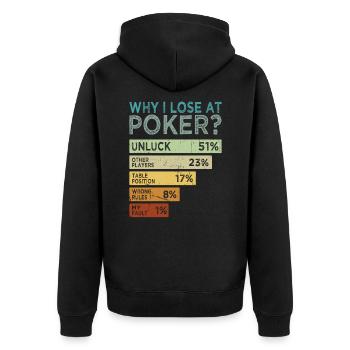 Tenue de carte de casino de jeu professionnelle - Veste à capuche bio Premium Unisexe - noir - Dos - Nico (187cm)