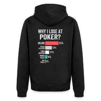 Poker Enthusiast Poker Chips Card Games - Unisex Premium Organic Zip Hoodie - black - Back - Nico (187cm)