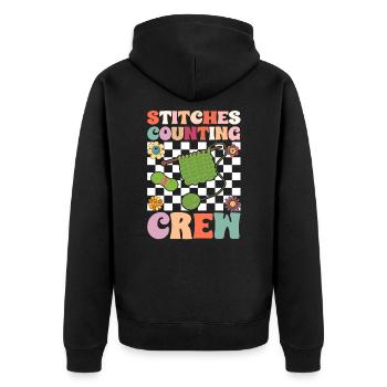 Quotes for crochet, crochet crochet, yarn knitting - Unisex Premium Organic Zip Hoodie - black - Back - Nico (187cm)