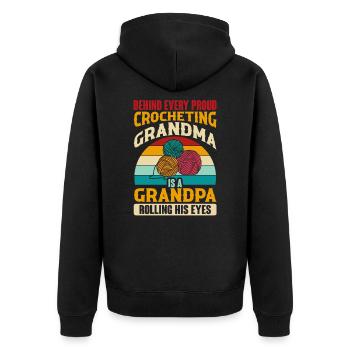 Crochet Crochet Fil Grand-mère Grand-père - Veste à capuche bio Premium Unisexe - noir - Dos - Nico (187cm)