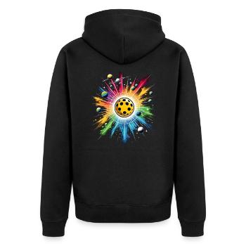 Pickleball-tennisball-basketball-sportliebhaber - Unisex Premium Bio Zip Hoodie - Schwarz - Hinten - Nico (187cm)
