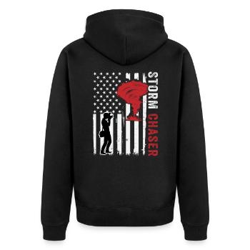 Drapeau des États-Unis, chasseur de tornades des États-Unis - Veste à capuche bio Premium Unisexe - noir - Dos - Nico (187cm)