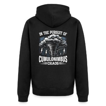 Tornado Chaser Stormchaser Meteorologe Outfit - Unisex Premium Bio Zip Hoodie - Schwarz - Hinten - Nico (187cm)