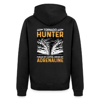 Sturmjagd-Wetterliebhaber Tornado-Jagd-Outfit - Unisex Premium Bio Zip Hoodie - Schwarz - Hinten - Nico (187cm)