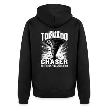 Tenue de chasseur de tempête de chasseur de tornade météorologique - Veste à capuche bio Premium Unisexe - noir - Dos - Nico (187cm)