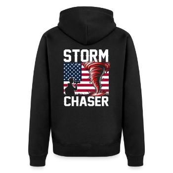 Usa-flagge Tornadojäger Der Vereinigten Staaten - Unisex Premium Bio Zip Hoodie - Schwarz - Hinten - Nico (187cm)