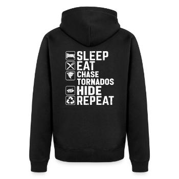 Tornado Jagt Wetterfrosch Hurrikan-jagd - Unisex Premium Bio Zip Hoodie - Schwarz - Hinten - Nico (187cm)