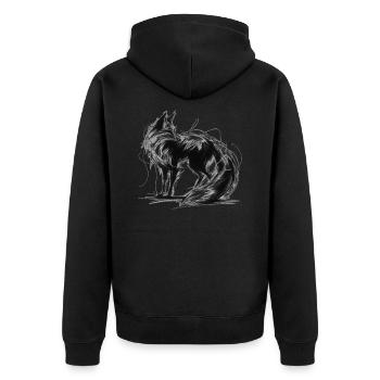 Fox animal lover, wildlife enthusiast, - Unisex Premium Organic Zip Hoodie - black - Back - Nico (187cm)