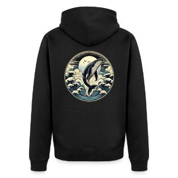 Baleine à bosse sauteuse baleine océan nuit tenue - Veste à capuche bio Premium Unisexe - noir - Dos - Nico (187cm)