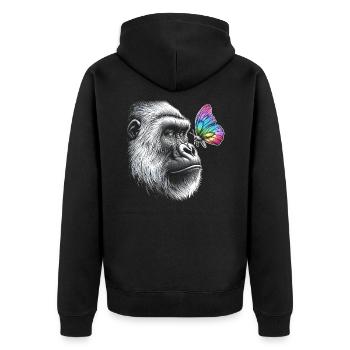 Gorille papillons Animal Faune Gardien de zoo - Veste à capuche bio Premium Unisexe - noir - Dos - Nico (187cm)