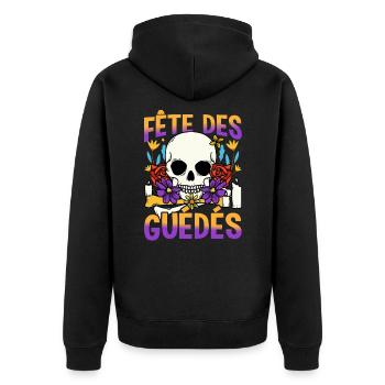 Stolzes Haitianisches Flaggenland Haiti Pride - Unisex Premium Bio Zip Hoodie - Schwarz - Hinten - Nico (187cm)