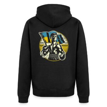 Boxer ukrainien - Drapeau de boxe vintage Ukraine - Veste à capuche bio Premium Unisexe - noir - Dos - Nico (187cm)