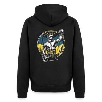 Boxeur ukrainien Boxeur patriotique - Veste à capuche bio Premium Unisexe - noir - Dos - Nico (187cm)