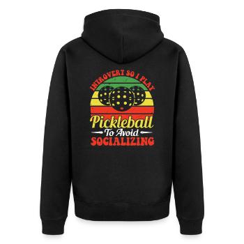 Leidenschaftlicher Pickleball-spieler, - Unisex Premium Bio Zip Hoodie - Schwarz - Hinten - Nico (187cm)