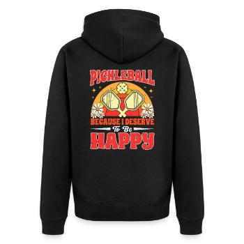 Pickleball trainer Pickleball paddle player - Unisex Premium Organic Zip Hoodie - black - Back - Nico (187cm)