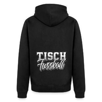 Tischkicker Tischfussball - Unisex Premium Bio Zip Hoodie - Schwarz - Hinten - Nico (187cm)