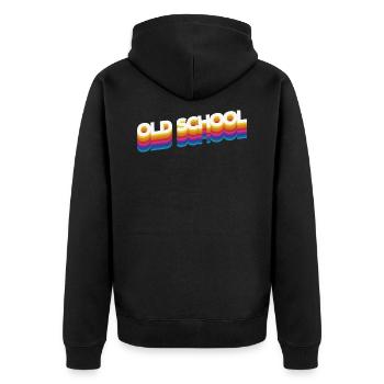 Old school - Unisex Premium Bio Zip Hoodie - Schwarz - Hinten - Nico (187cm)