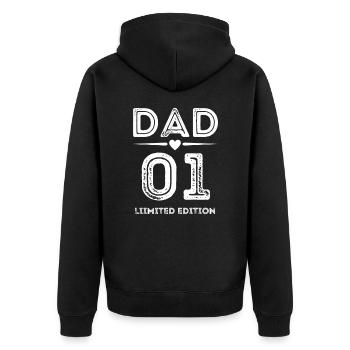 Papa 01 Fête des Pères - Veste à capuche bio Premium Unisexe - noir - Dos - Nico (187cm)