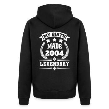 Jahrgang 2004 legendär 18. Geburtstag - Unisex Premium Bio Zip Hoodie - Schwarz - Hinten - Nico (187cm)