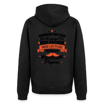 Les plus importants mappellent papou, Cadeau papou - Veste à capuche bio Premium Unisexe - noir - Dos - Nico (187cm)