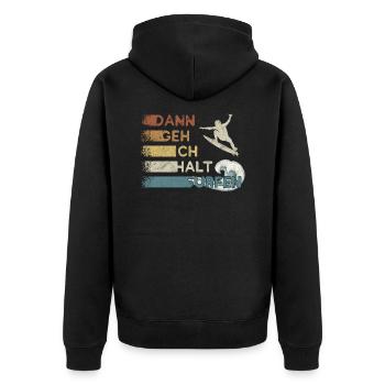 Dann geh ich halt surfen Kick Out Welle Surfer - Unisex Premium Bio Zip Hoodie - Schwarz - Hinten - Nico (187cm)