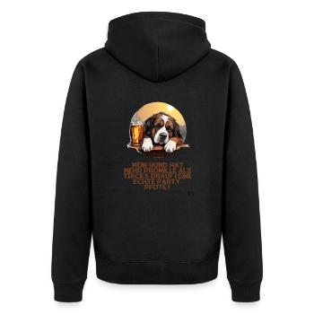 Mein Hund, die Partypfote ! - Unisex Premium Bio Zip Hoodie - Schwarz - Hinten - Nico (187cm)