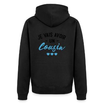 Je vais avoir un cousin - Veste à capuche bio Premium Unisexe - noir - Dos - Nico (187cm)