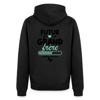 Futur grand frère veuillez patienter - Veste à capuche bio Premium Unisexe - noir - Dos - Nico (187cm)