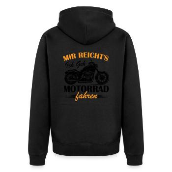Mir reichts ich geh Motorrad fahren - Unisex Premium Bio Zip Hoodie - Schwarz - Hinten - Nico (187cm)
