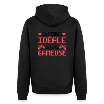 La femme idéale est une gameuse cadeau geek humour - Veste à capuche bio Premium Unisexe - noir - Dos - Nico (187cm)