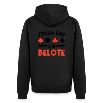 Je Peux Pas J ai Belote - Veste à capuche bio Premium Unisexe - noir - Dos - Nico (187cm)