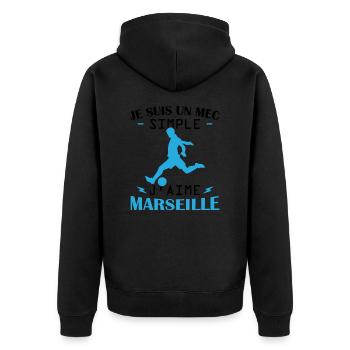Je suis un mec simple j aime marseille - Veste à capuche bio Premium Unisexe - noir - Dos - Nico (187cm)