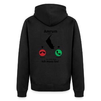 Amrum ruft an... - Unisex Premium Bio Zip Hoodie - Schwarz - Hinten - Nico (187cm)