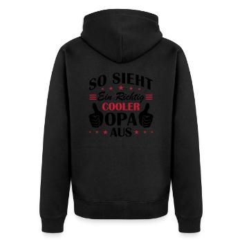 So sieht ein richtig cooler opa aus - Unisex Premium Bio Zip Hoodie - Schwarz - Hinten - Nico (187cm)