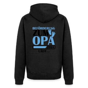 Beförderung zum Opa 2024 - Unisex Premium Bio Zip Hoodie - Schwarz - Hinten - Nico (187cm)