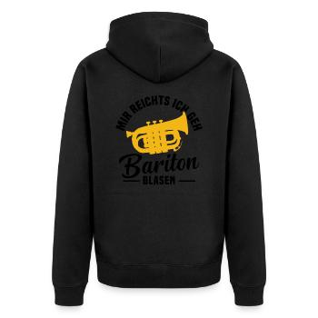 Mir reichts ich geh Bariton blasen - Unisex Premium Bio Zip Hoodie - Schwarz - Hinten - Nico (187cm)