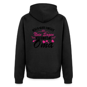 Ich muss nicht nein sagen Ich bin die Oma - Unisex Premium Bio Zip Hoodie - Schwarz - Hinten - Nico (187cm)