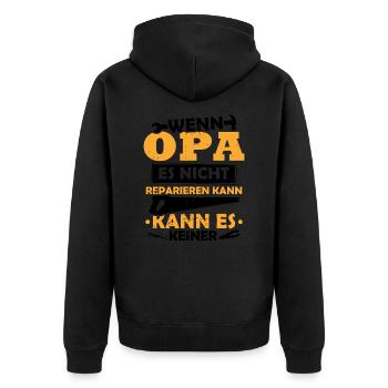 Wenn opa es nicht reparieren kann kann es keiner - Unisex Premium Bio Zip Hoodie - Schwarz - Hinten - Nico (187cm)