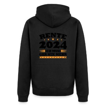 Rente 2024 Ich Muss Gar Nix Mehr - Unisex Premium Bio Zip Hoodie - Schwarz - Hinten - Nico (187cm)