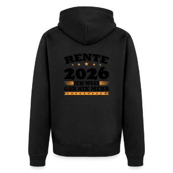 Rente 2026 Ich Muss Gar Nix Mehr - Unisex Premium Bio Zip Hoodie - Schwarz - Hinten - Nico (187cm)