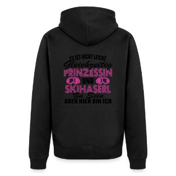 Prinzessin und Skihaserl - Unisex Premium Bio Zip Hoodie - Schwarz - Hinten - Nico (187cm)