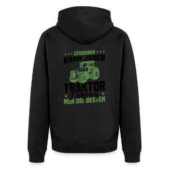 Studieren kann jeder traktor fahren nur die besten - Unisex Premium Bio Zip Hoodie - Schwarz - Hinten - Nico (187cm)