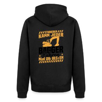 Studieren kann jeder bagger fahren nur die besten - Unisex Premium Bio Zip Hoodie - Schwarz - Hinten - Nico (187cm)