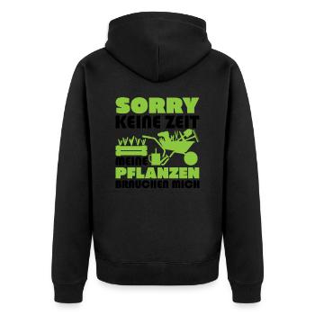 Sorry no time my plants need me - Unisex Premium Organic Zip Hoodie - black - Back - Nico (187cm)