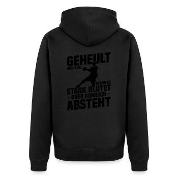 Handball nix für Weicheier Geschenk für handballer - Unisex Premium Bio Zip Hoodie - Schwarz - Hinten - Nico (187cm)